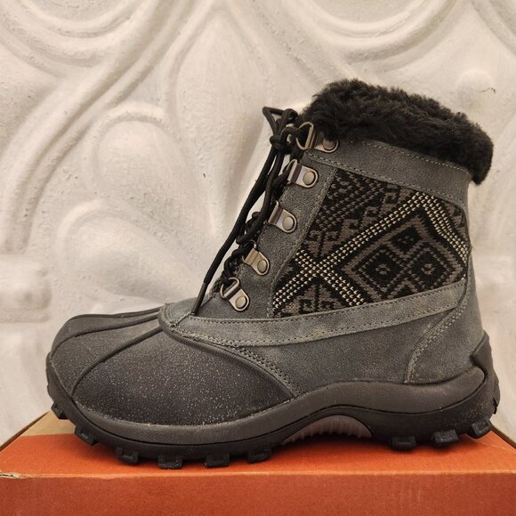 Propet "Blizzard" Mid Lace II Black/Aztec Knit Lace up boots. NIB. Size 7 - Picture 3 of 13